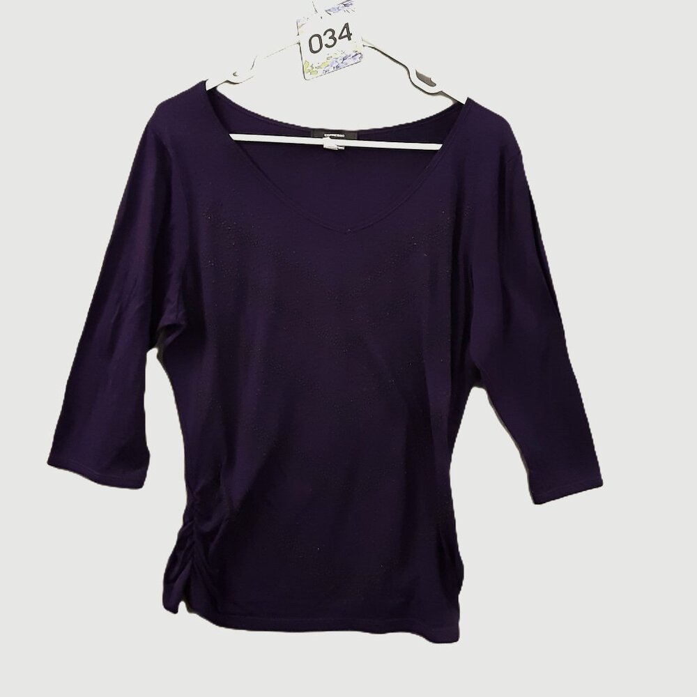 Espresso Woman's Blouse Size XL Pullon, Purple, 1/2 Sleeve, Beaded, Stylish